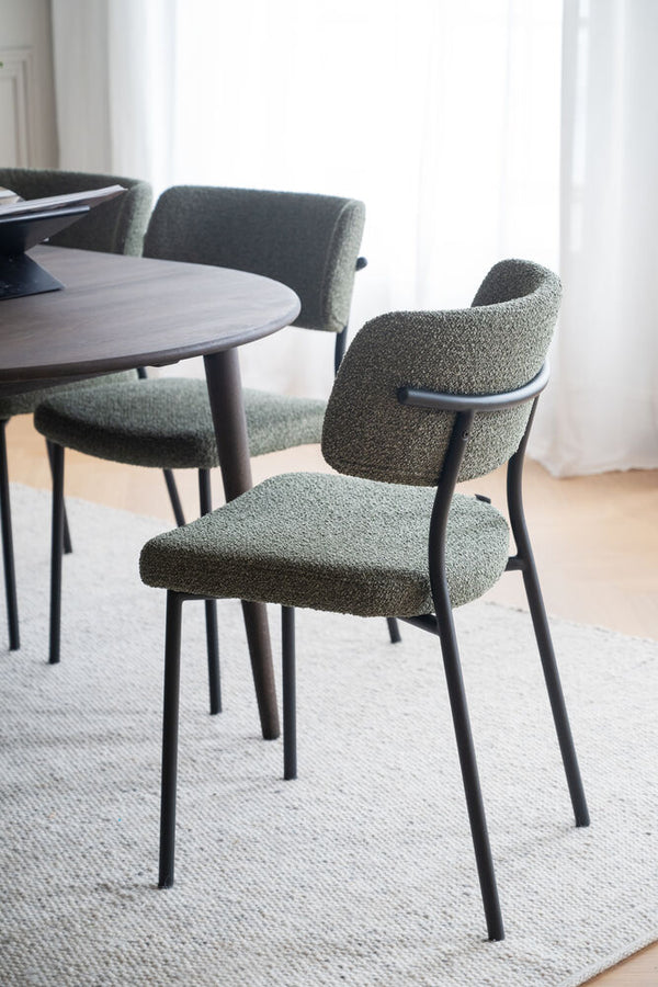 Herbster stol grönt tyg/svarta metallben 2-pack