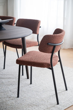 Herbster stol rött tyg/svarta metallben 2-pack