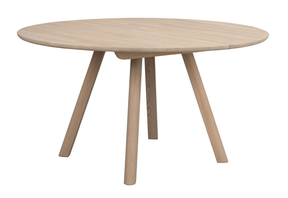 Clapperton matbord runt Ø140 vitpigmenterad ek