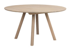 Clapperton matbord runt Ø140 vitpigmenterad ek