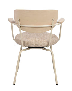 Merrick karmstol mörkbeige tyg/vitpigment ek/beige metall snurr