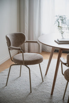 Merrick karmstol mörkbeige tyg/beige metall snurr