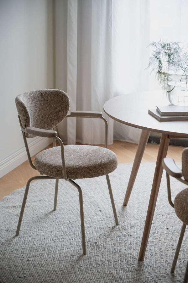 Merrick karmstol mörkbeige tyg/beige metall snurr