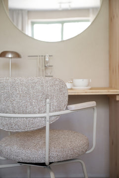 Merrick karmstol mörkbeige tyg/beige metall snurr