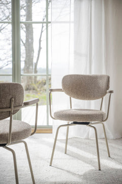 Merrick karmstol mörkbeige tyg/beige metall snurr