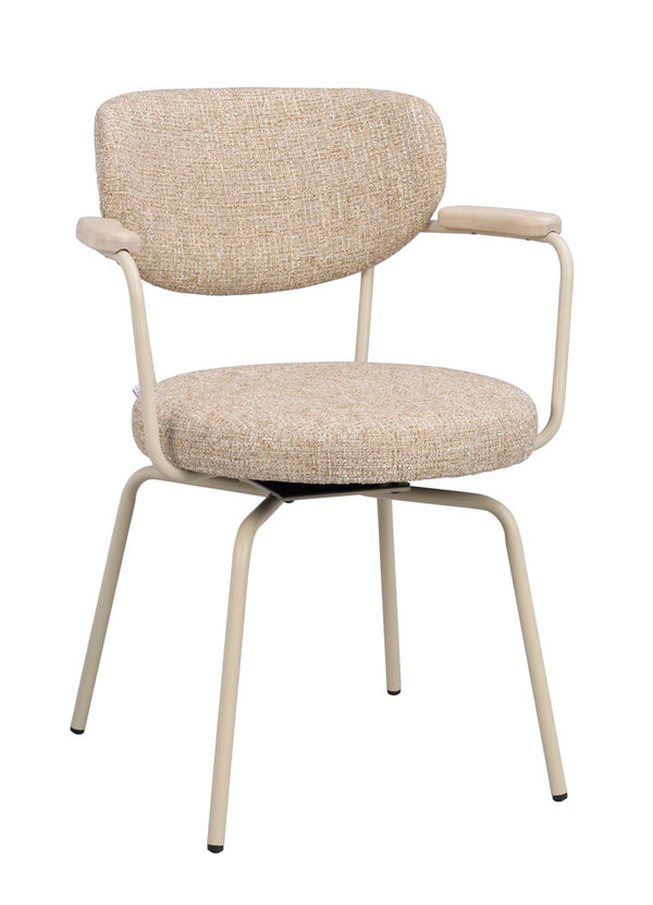 Merrick karmstol mörkbeige tyg/beige metall snurr