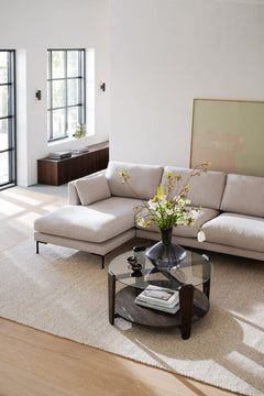 Corwin soffa 3,5-sits-schäslong Vä ljusbeige tyg Rita #1