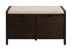 Hillmond bänk 2L 80 brunlackad ek/beige tyg