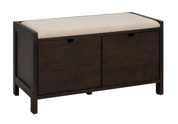 Hillmond bänk 2L 80 brunlackad ek/beige tyg