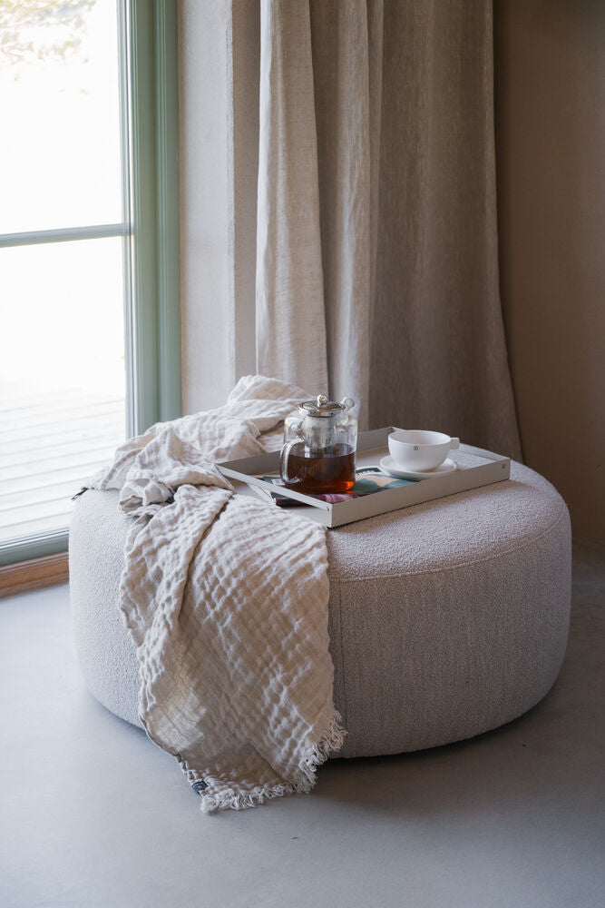 Joplin sittpuff Ø90 ljusbeige tyg Alice #01