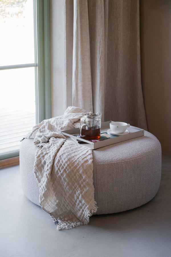 Joplin sittpuff Ø90 ljusbeige tyg Alice #01