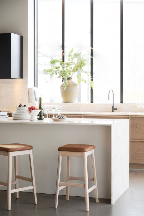 Livermore pall vitpigmenterad ek/brun läder-textil 2-pack