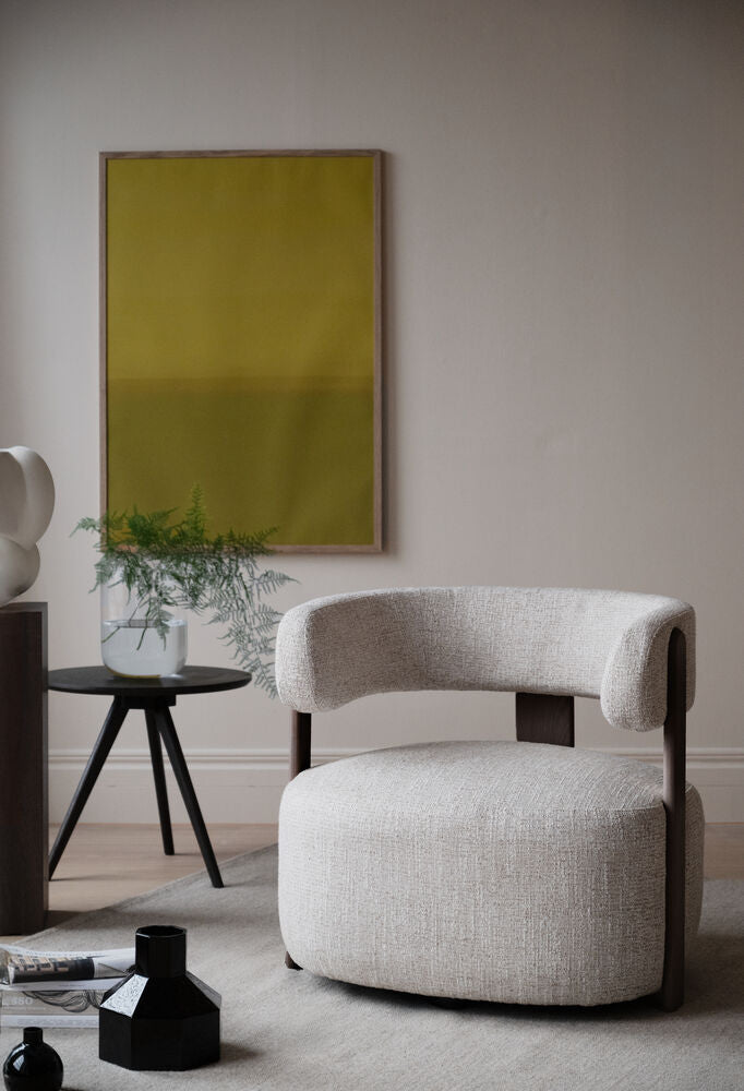 Jenison loungestol ljusbeige tyg/brun ek