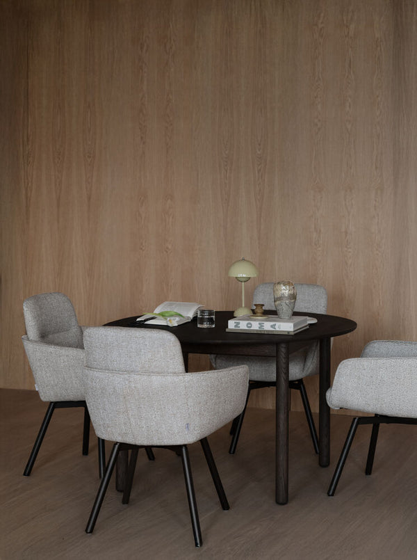 Roswell karmstol ljusbeige tyg/bruna metallben snurr 2-pack