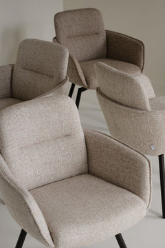 Roswell karmstol ljusbeige tyg/bruna metallben snurr 2-pack