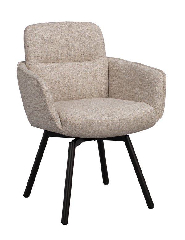 Roswell karmstol ljusbeige tyg/bruna metallben snurr 2-pack