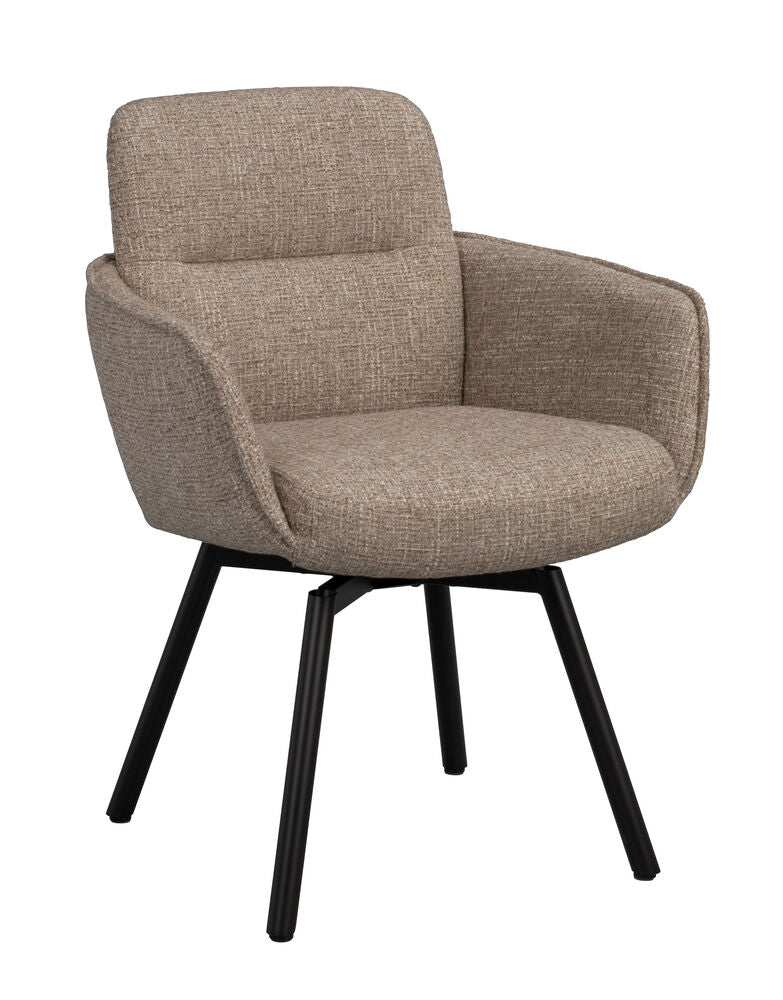 Roswell karmstol mörkbeige tyg/bruna metallben snurr 2-pack