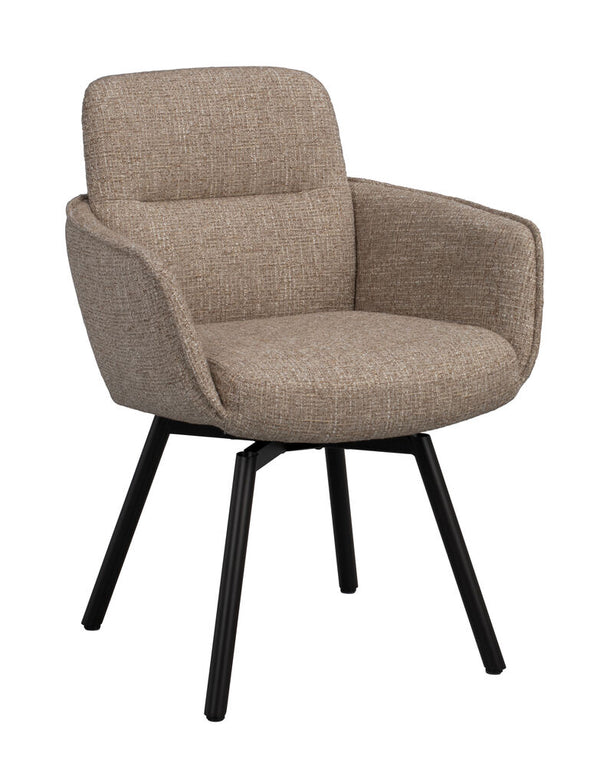 Roswell karmstol mörkbeige tyg/bruna metallben snurr 2-pack