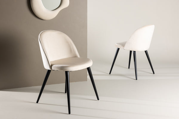 Velvet matstol 2-pack beige