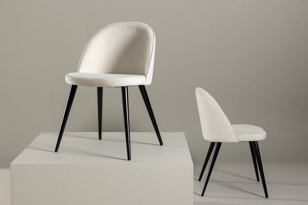 Velvet matstol 2-pack grädde