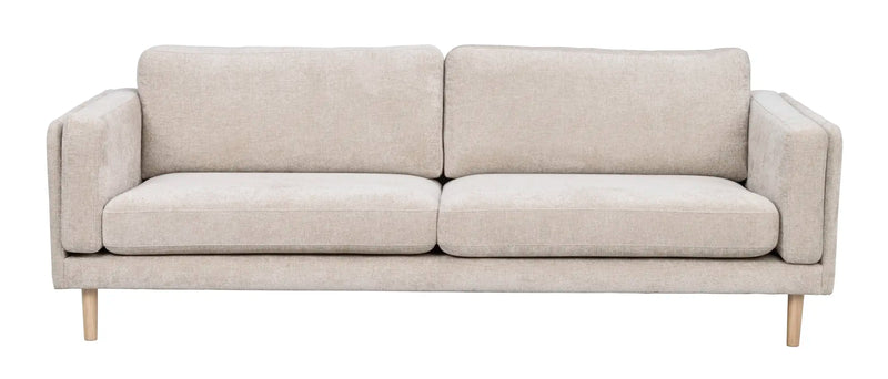 Braden soffa 3-sits ljusbeige tyg/vitpigmenterde ben
