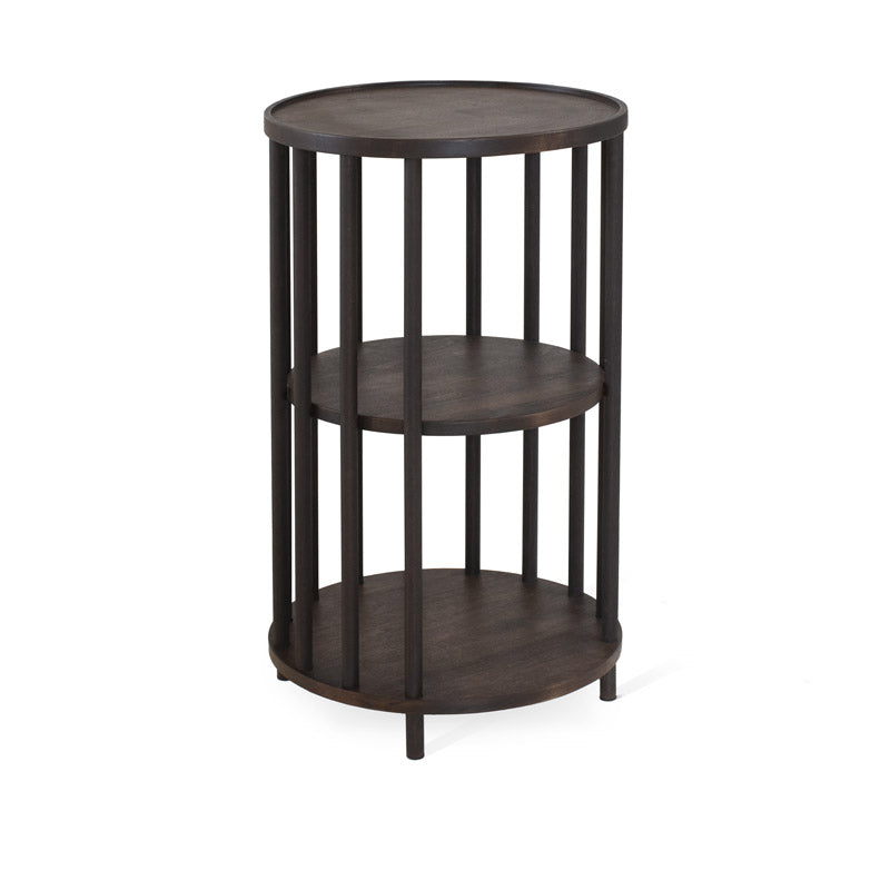 Orust sidobord runt rökbetsad björk