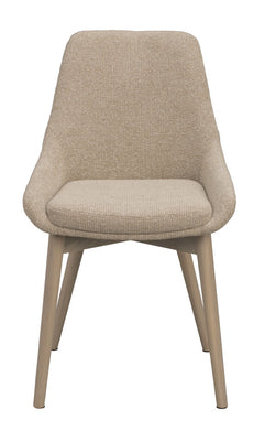 Denley stol ljusbeige tyg/vitpigmenterade ekben 2-pack