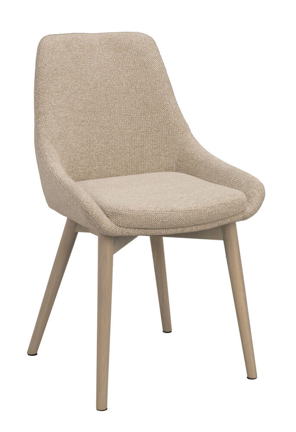 Denley stol ljusbeige tyg/vitpigmenterade ekben 2-pack