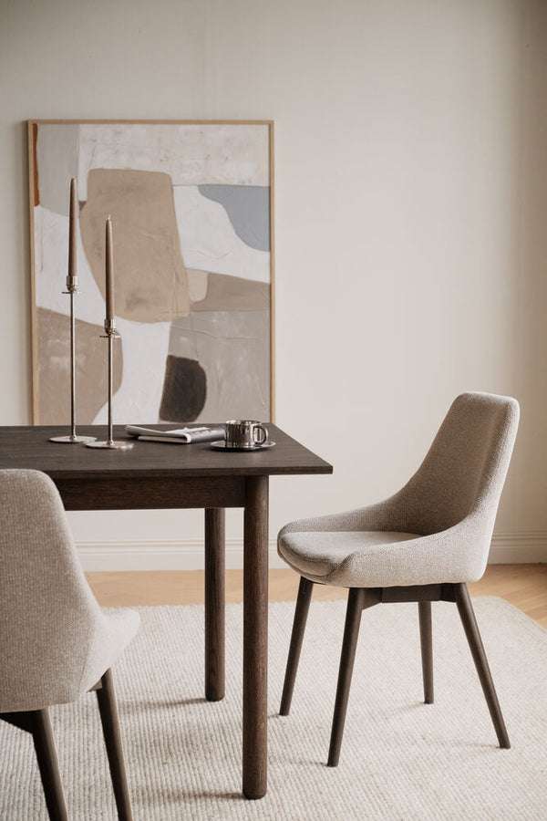 Denley stol ljusbeige tyg/bruna ekben 2-pack