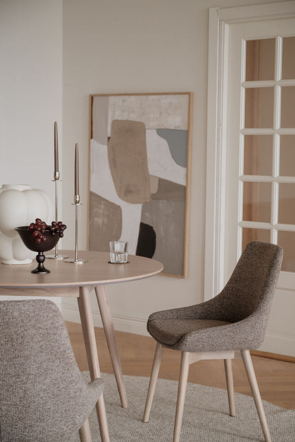 Denley stol mörkbeige tyg/vitpigmenterade ekben 2-pack