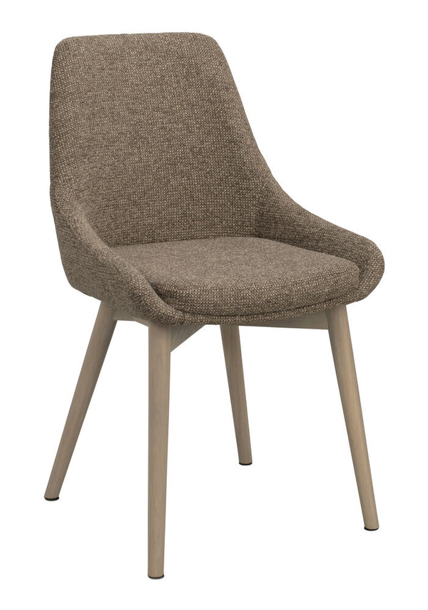 Denley stol mörkbeige tyg/vitpigmenterade ekben 2-pack