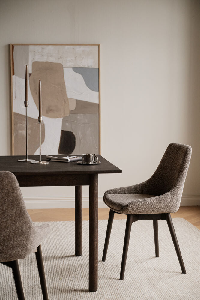 Denley stol mörkbeige tyg/bruna ekben 2-pack