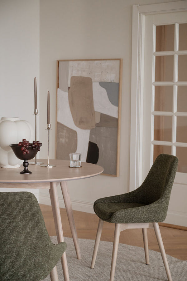 Denley stol grönt tyg/vitpigmenterade ekben 2-pack