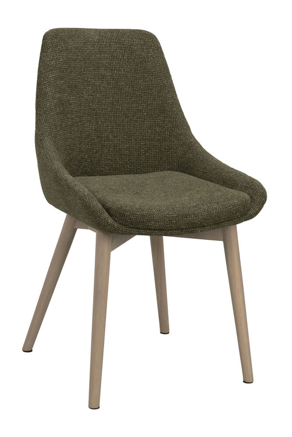 Denley stol grönt tyg/vitpigmenterade ekben 2-pack