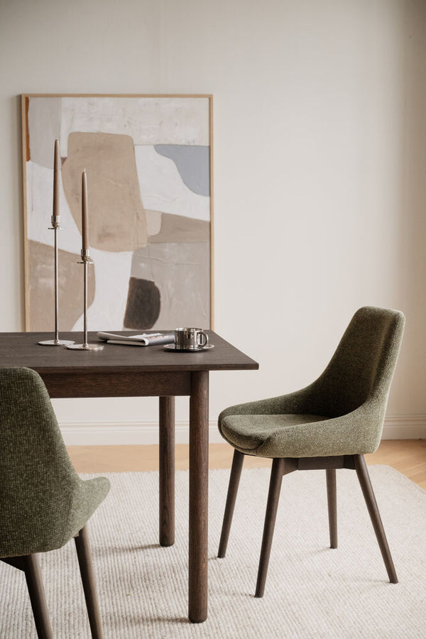 Denley stol grönt tyg/bruna ekben 2-pack