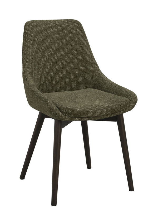 Denley stol grönt tyg/bruna ekben 2-pack