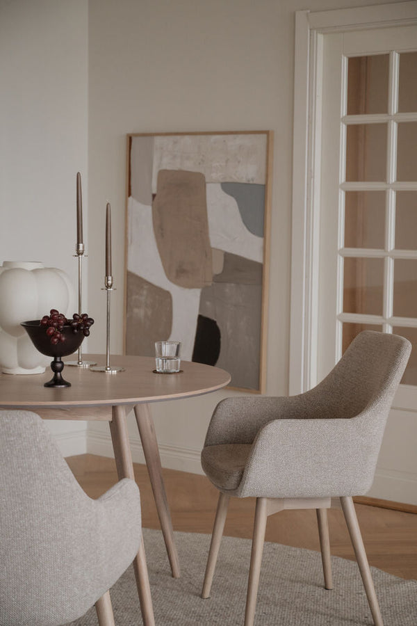 Denley karmstol ljusbeige tyg/vitpigmenterade ekben 2-pack