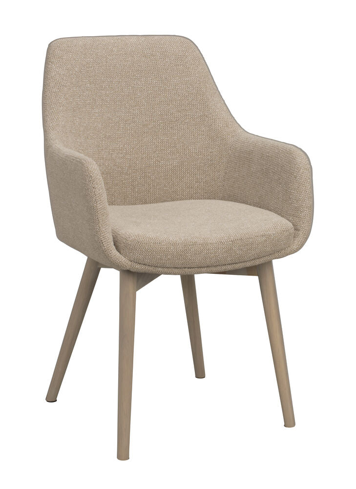 Denley karmstol ljusbeige tyg/vitpigmenterade ekben 2-pack