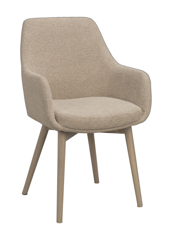 Denley karmstol ljusbeige tyg/vitpigmenterade ekben 2-pack