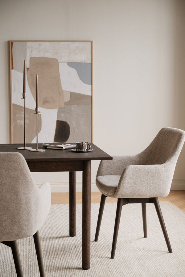 Denley karmstol ljusbeige tyg/bruna ekben 2-pack