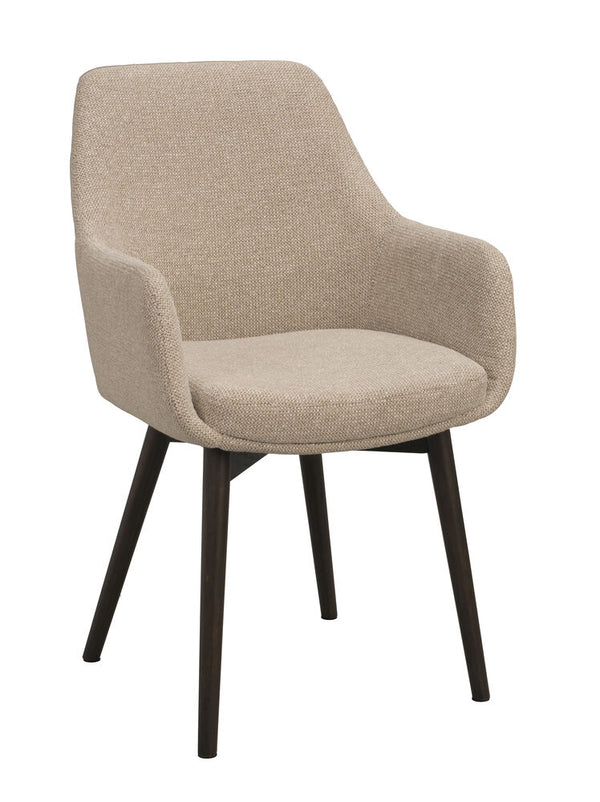 Denley karmstol ljusbeige tyg/bruna ekben 2-pack