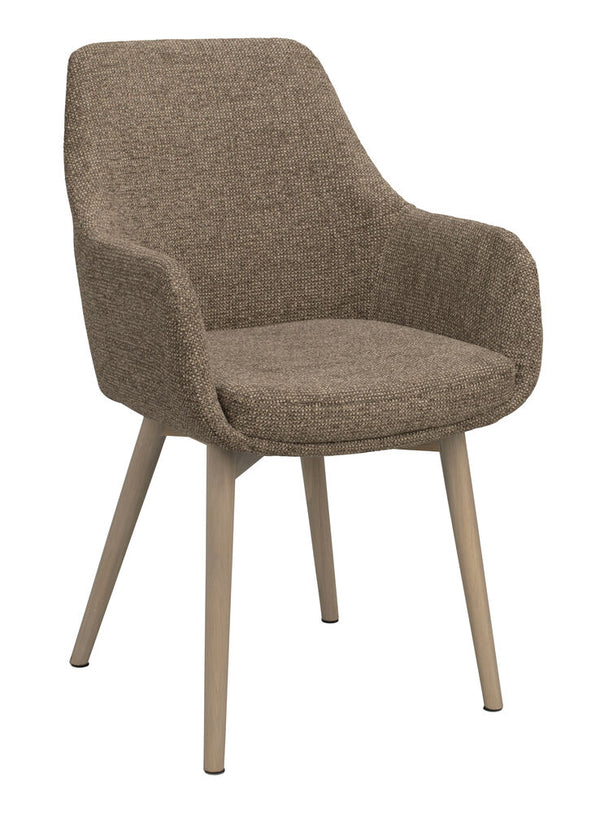 Denley karmstol mörkbeige tyg/vitpigmenterade ekben 2-pack