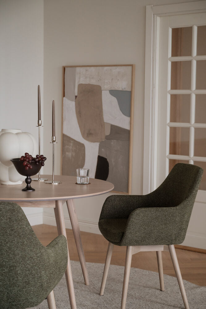 Denley karmstol grönt tyg/vitpigmenterade ekben 2-pack