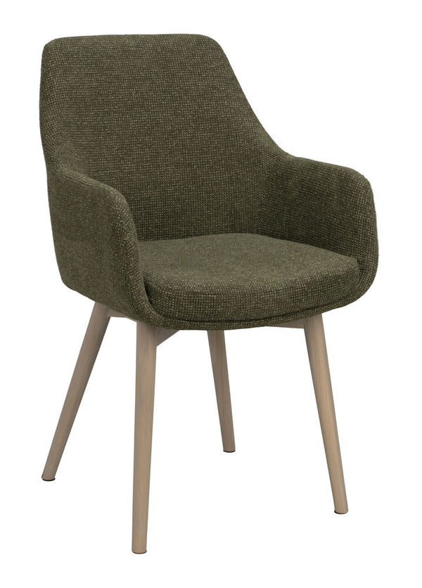 Denley karmstol grönt tyg/vitpigmenterade ekben 2-pack