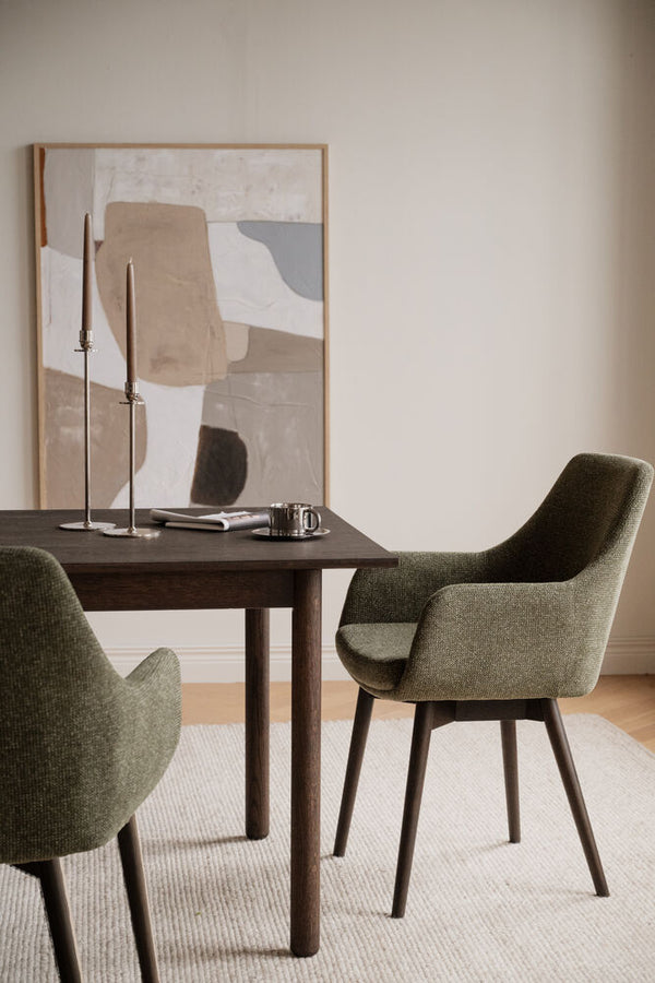 Denley karmstol grönt tyg/bruna ekben 2-pack