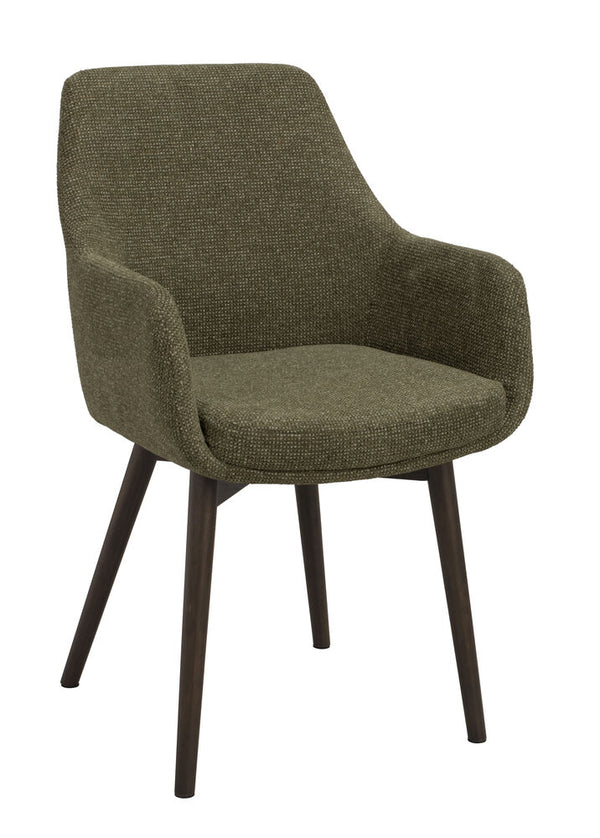 Denley karmstol grönt tyg/bruna ekben 2-pack