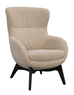 Dunbrody fåtölj+fotpall ljusbeige fårskinnslook/bruna ekben