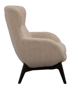Dunbrody fåtölj+fotpall ljusbeige fårskinnslook/bruna ekben