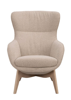 Dunbrody fåtölj+fotpall ljusbeige tyg/vitpigment ekben