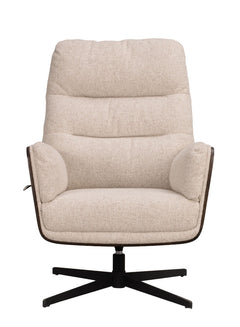 Broderick fåtölj+fotpall ljusbeige tyg/brun ek